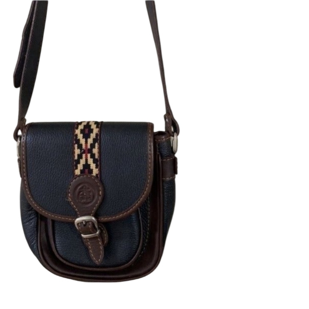 Vintage Black Aztec details leather crossbody women bags Y2k Boho Festival Rodeo
